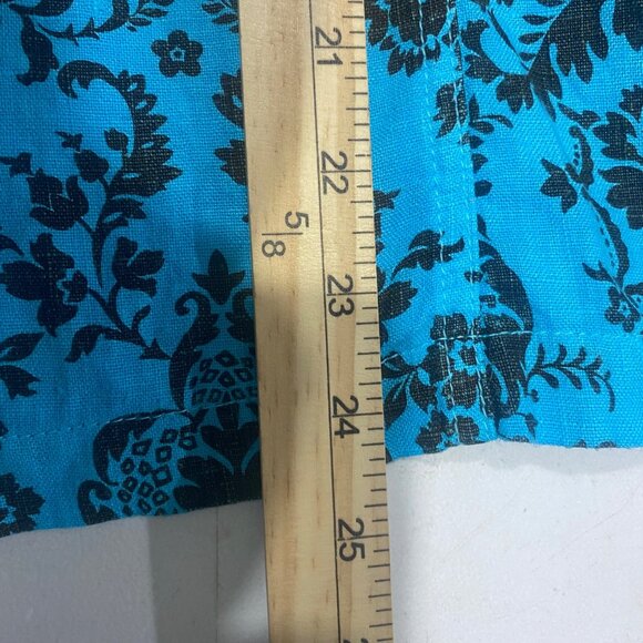 California Threads XL Blue & Black Floral Button-Up 100% Linen Shirt With Long S - Picture 9 of 11